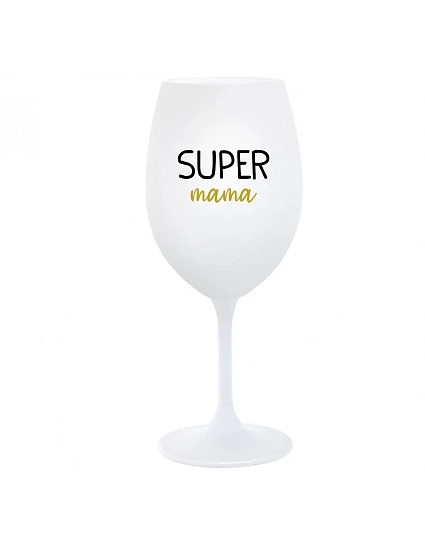 SUPER MÁMA - biely pohár na víno 350 ml