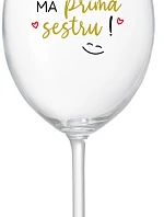 Tvoja sestra má priateľskú sestru! - priehľadný pohár na víno 350 ml