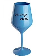 (NE)VINNÁ VÍLA - modrý nerozbitný pohár na víno 470 ml