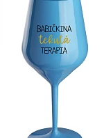BABY'S LIQUID THERAPY - modrý nerozbitný pohár na víno 470 ml