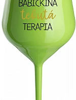 BABY'S LIQUID THERAPY - zelený nerozbitný pohár na víno 470 ml