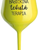 BABY'S LIQUID THERAPY - žltý nerozbitný pohár na víno 470 ml