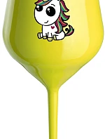 DUHOVÝ JEDNOROŽEC - žlutá nerozbitná sklenice na víno 470 ml