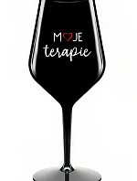 MOJE TERAPIE - černá nerozbitná sklenice na víno 470 ml