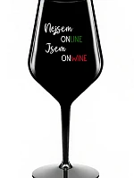 Nie som ONLINE, som ONWINE - čierny nerozbitný pohár na víno 470 ml