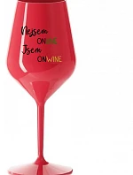 Nie som ONLINE, som ONWINE - červený nerozbitný pohár na víno 470 ml