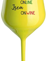 Nie som ONLINE, som ONWINE - žltý nerozbitný pohár na víno 470 ml