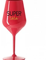 SUPER TÁTA - červená nerozbitná sklenice na víno 470 ml