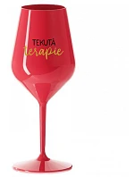 TEKUTÁ TERAPIE - červená nerozbitná sklenice na víno 470 ml