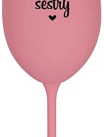 KÁMOŠKY - SESTRY - růžová sklenice na víno 350 ml