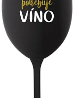 MAMA POTREBUJE VÍNO - čierny pohár na víno 350 ml