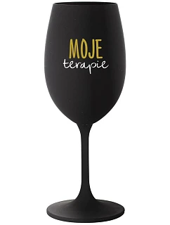 MOJE TERAPIE - černá sklenice na víno 350 ml