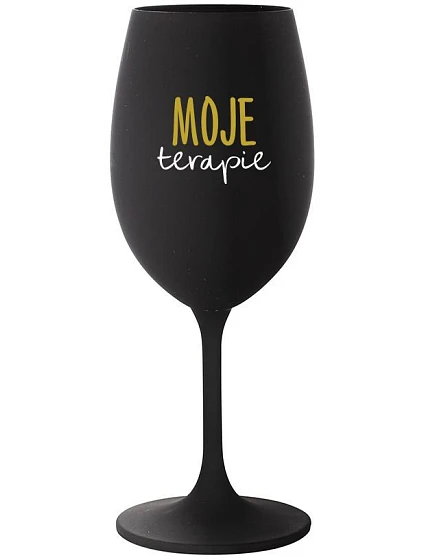 MOJE TERAPIE - černá sklenice na víno 350 ml