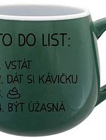 TO DO LIST: BE AMAZING - zelený keramický hrnček 300 ml