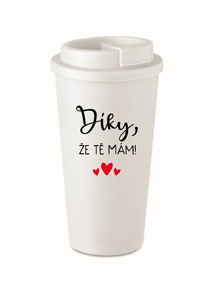 ĎAKUJEM, ŽE ŤA MÁM! - biely termohrnček 475 ml