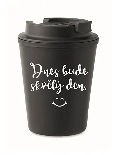 DNES BUDE SKVĚLÝ DEN. - černý termohrnek 300 ml