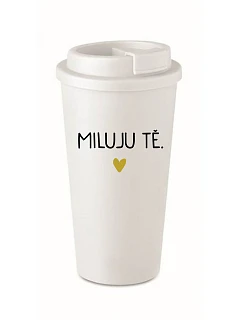 MILUJU TĚ. - bílý termohrnek 475 ml