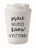 PRÁCA NEVYHOVUJE, KÁVA STOJÍ VON! - biely termohrnček 300 ml