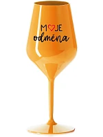 MOJE ODMĚNA - oranžová nerozbitná sklenice na víno 470 ml