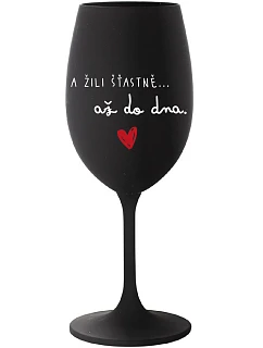 A žili šťastne až do smrti - čierny pohár na víno 350 ml