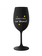 JEDEN V ROKU NA VIANOCE - čierny pohár na víno 350 ml