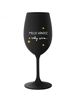 I LOVE CHRISTMAS AND SO MUCH WINE - čierny pohár na víno 350 ml