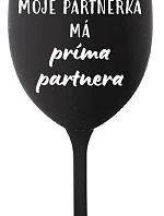 Môj partner má priateľského partnera - čierny pohár na víno 350 ml