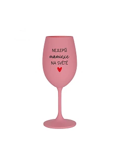 BEST MOMMY IN THE WORLD - ružový pohár na víno 350 ml