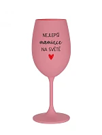 BEST MOMMY IN THE WORLD - ružový pohár na víno 350 ml