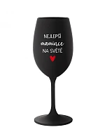 BEST MOMS IN THE WORLD - čierny pohár na víno 350 ml