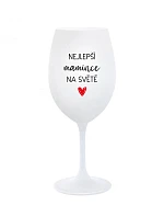 BEST MOMS IN THE WORLD - pohár na biele víno 350 ml