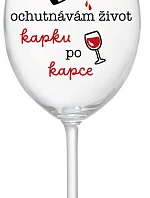 I TASTE LIFE CAP BY CAP - číry pohár na víno 350 ml