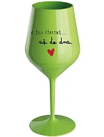 A žili šťastne až do smrti - zelený nerozbitný pohár na víno 470 ml