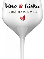 VÍNO A LÁSKA: OBOJA CHÝBA V ČASE - biely nerozbitný pohár na víno 470 ml