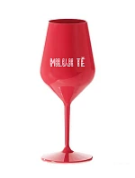I LOVE YOU - červený nerozbitný pohár na víno 470 ml