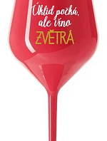 ČISTENIE ČAKÁ, ALE VÍNO VYHRAJE - červený nerozbitný pohár na víno 470 ml