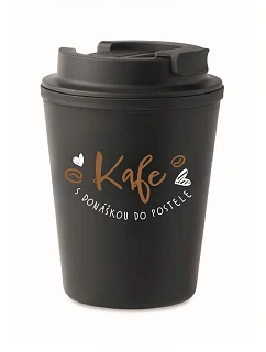 KAFE S DONÁCIOU NA BEDROOM - čierny termohrnček 300 ml