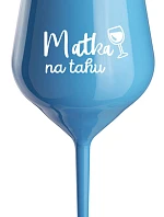 MATKA NA RUKU - modrý nerozbitný pohár na víno 470 ml