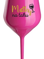 MATKY NA RUKU - ružový nerozbitný pohár na víno 470 ml