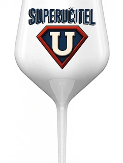 SUPERUČITEL (MARK) - biely nerozbitný pohár na víno 470 ml
