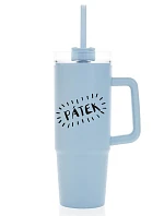 FRIDAY - svetlomodrý cestovný hrnček s priehľadným viečkom 900 ml