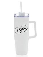 FRIDAY - biely cestovný hrnček s priehľadným viečkom 900 ml