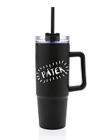 FRIDAY - čierny cestovný hrnček s priehľadným viečkom 900 ml