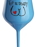 RIŤ SO SRDCOM - modrý nerozbitný pohár na víno 470 ml