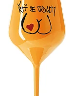 RIŤ SO SRDCOM - oranžový nerozbitný pohár na víno 470 ml