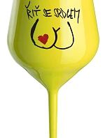 RIŤ SO SRDCOM - žltý nerozbitný pohár na víno 470 ml