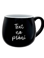 TEXT NA ŽIADOSŤ - čierny keramický hrnček 300 ml