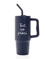 TEXT NA ŽIADOSŤ - modrý cestovný termohrnček 900 ml