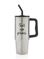 TEXT NA ŽIADOSŤ - strieborný cestovný termohrnček 900 ml