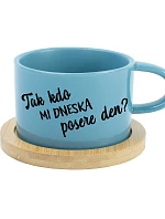 SO WHO WILL SAVE MY DAY TODAY? - modrý hrnček s makrónkou 200 ml